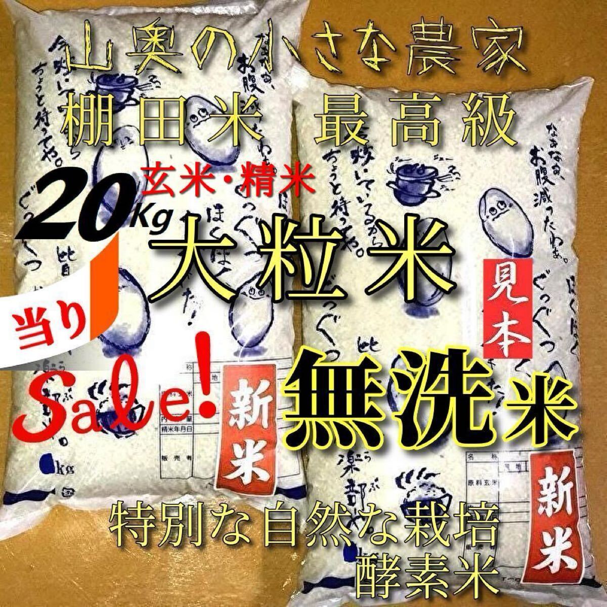 棚田米 ハイブリッド/大粒ダイヤの酵素米の玄米20Kg「無洗米 棚田米 ハイブリッド/大粒ダイヤの酵素米の玄米20Kg「無洗米