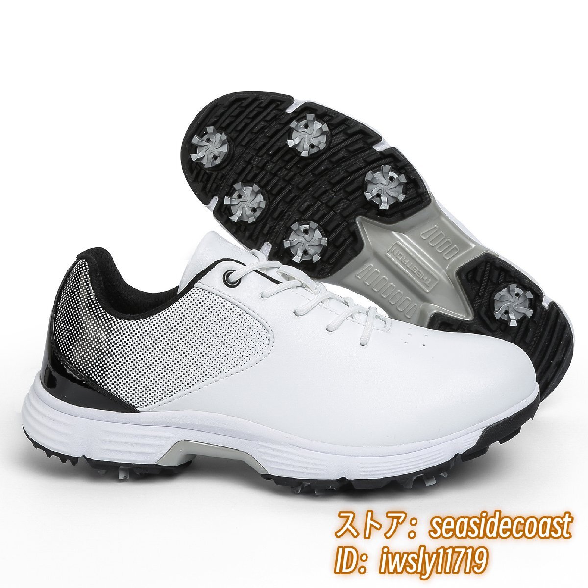 超希少 ゴルフシューズ 新品 スポーツシューズ 強いグリップ ソフトスパイク 運動靴グラデーション 幅広 スニーカー 防滑撥水 白/黄 27.5cm 超希少 ゴルフシューズ 新品 スポーツシューズ 強いグリップ ソフト