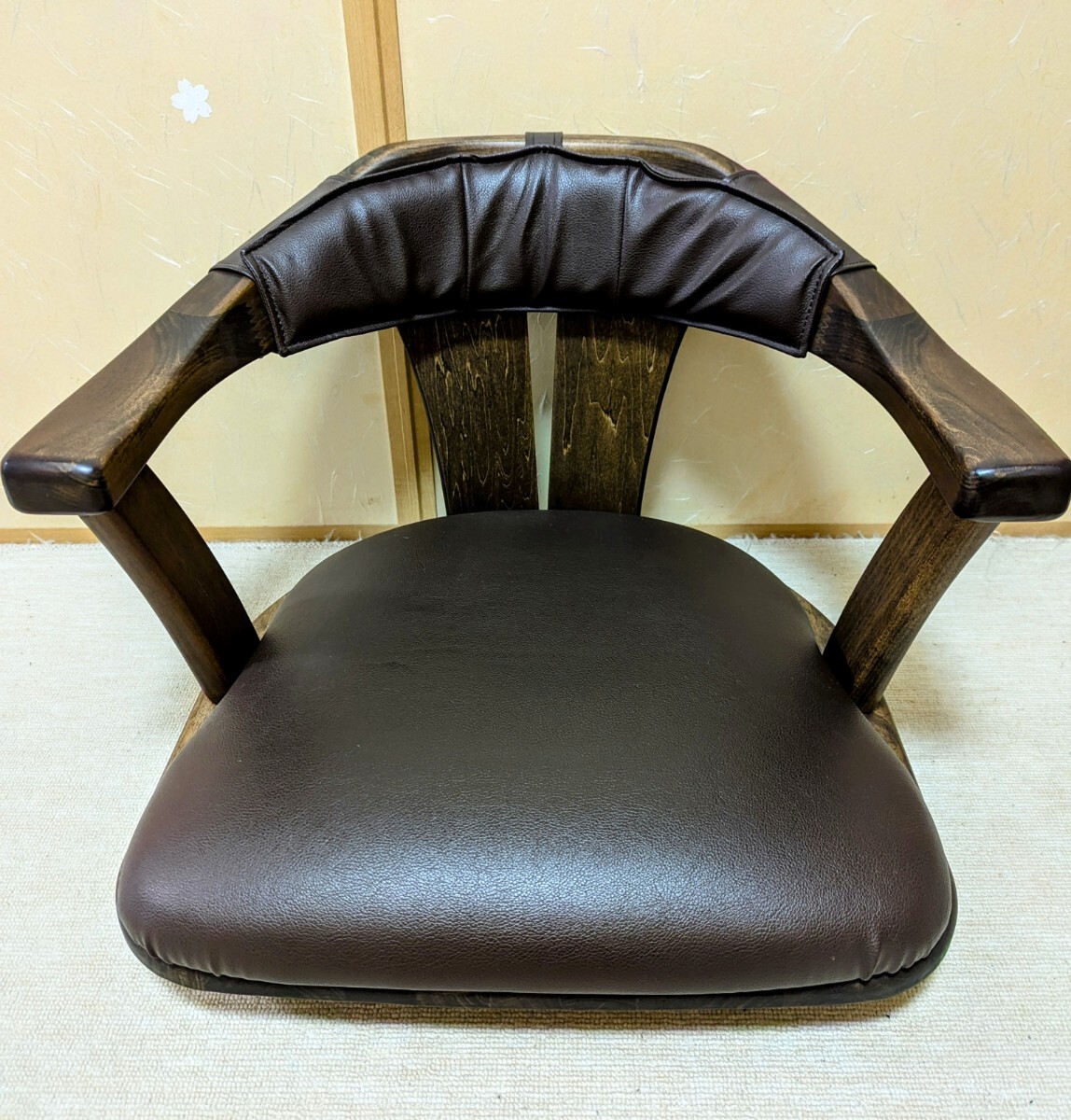 ◆回転座椅子 座椅子 木製 肘付き モダン