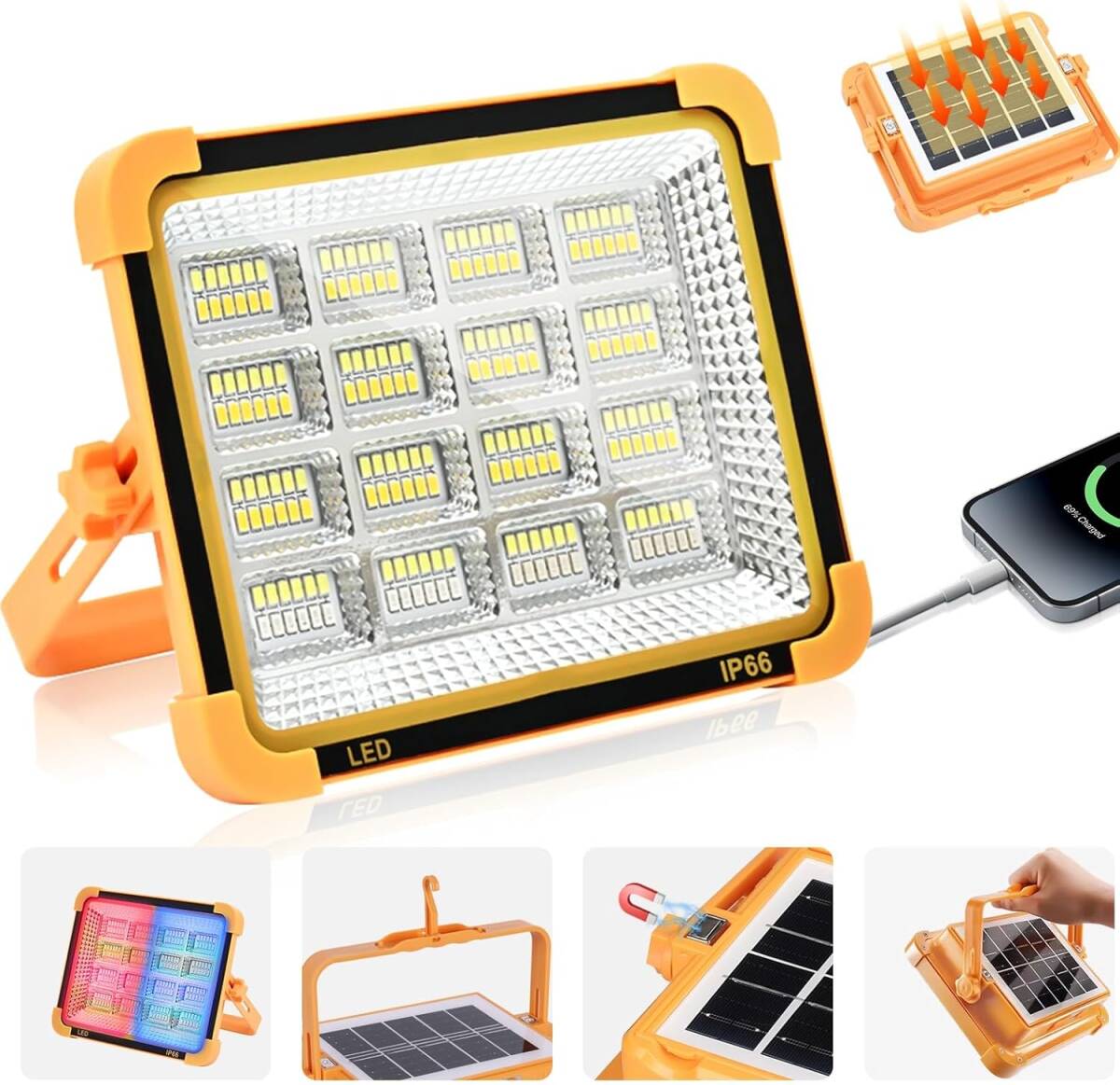 投光器 led 作業(yè)燈 充電式 led ソーラー充電 フラッドライト 防水 キャンプ ライト ワークライト 登山 夜釣り 防災(zāi) 緊急 停電対策 屋外照明