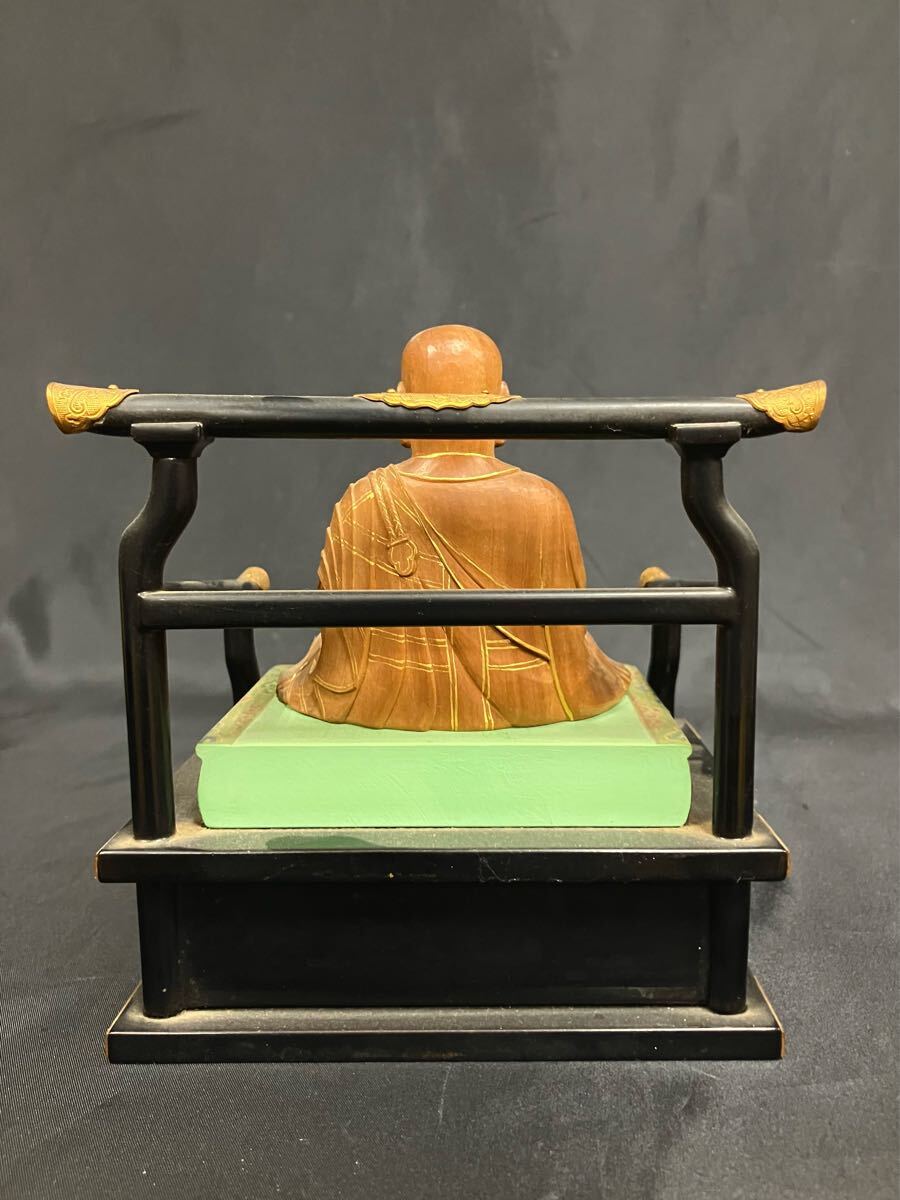 弘法大師像 白檀 金泥彩色 椅子 畳付 沓付 仏教美術 真言宗 空海 弘法大師像 白檀 金泥彩色 椅子 畳付 沓付 仏教美術 真言宗 空海