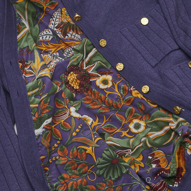  Salvatore Ferragamo вязаный кардиган юбка выставить размер :S лиловый шерсть шелк Salvatore Ferragamo [ б/у ]