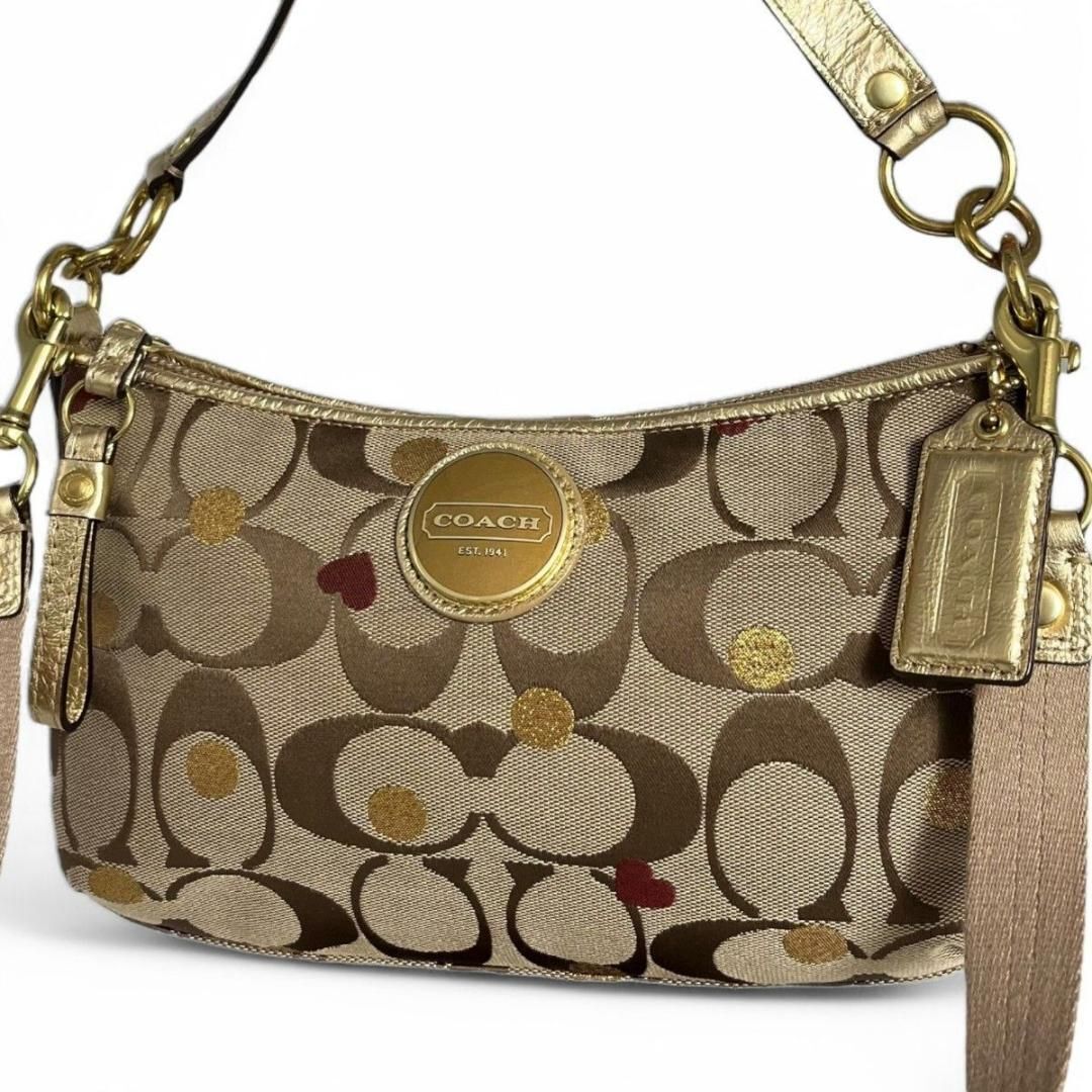 美品 COACH コーチ 2way ショルダーバッグ シグネチャー 美品 COACH コーチ 2way ショルダーバッグ シグネチャー