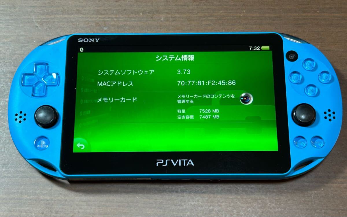 稼動品】SONY PlayStation Vita PCH-2000 WiーFiモデル アクア 稼動品】SONY PlayStation Vita PCH-2000 WiーFiモデル アクア