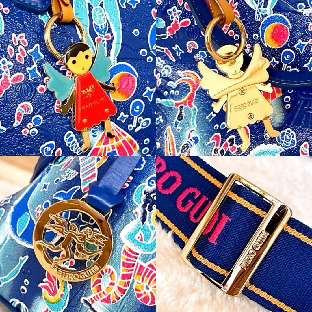 美品【ピエログイディ】2wayミニボストンバッグ ショルダーバッグ サーカス 青【HFby6PR】レディース・バッグ・春夏・秋冬【20QG】_画像4