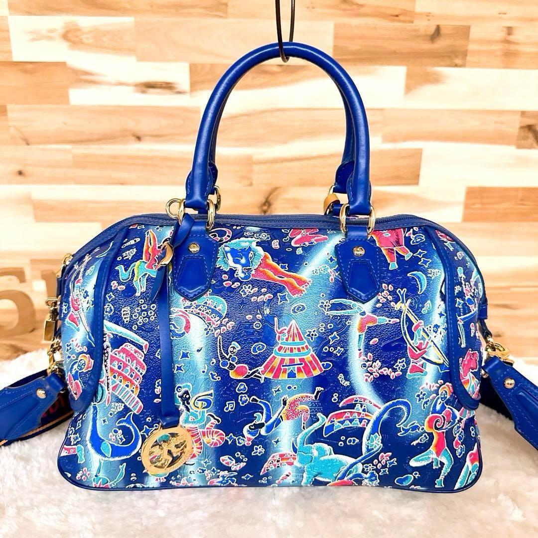 美品【ピエログイディ】2wayミニボストンバッグ ショルダーバッグ サーカス 青【HFby6PR】レディース・バッグ・春夏・秋冬【20QG】_画像5