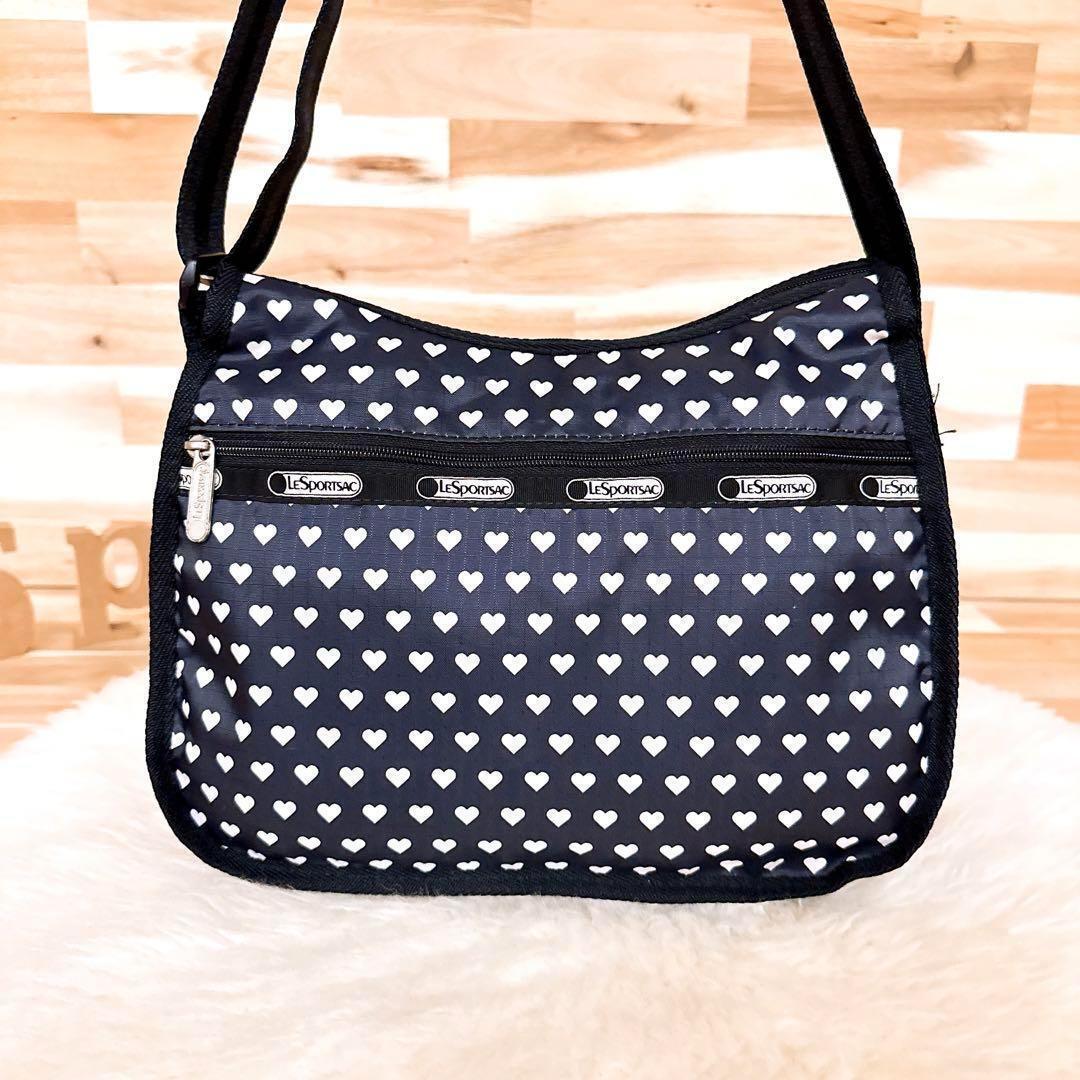 【レスポートサック】ハート 総柄 プリント ショルダーバッグ モノトーン 黒×白【HFby6PR】レディース・バッグ・春夏・秋冬【843H】_画像2