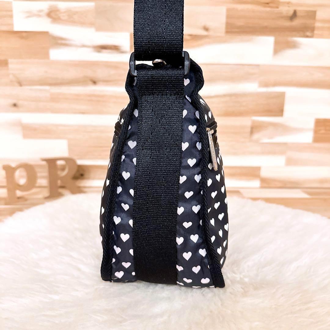【レスポートサック】ハート 総柄 プリント ショルダーバッグ モノトーン 黒×白【HFby6PR】レディース・バッグ・春夏・秋冬【843H】_画像3
