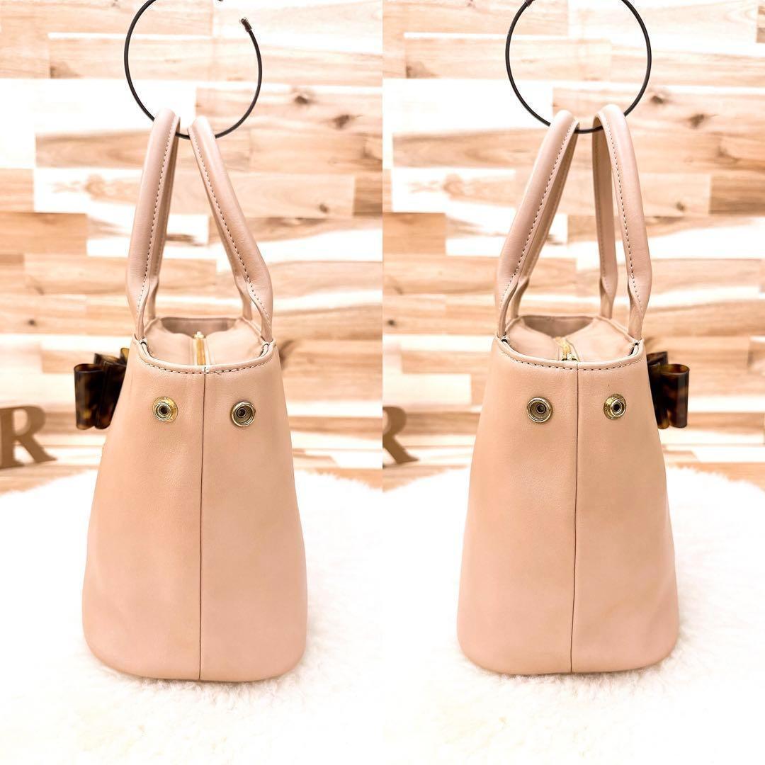 【ヴィヴィアンウエストウッド】べっ甲リボン ミニトートバッグ ピンク×ベージュ【HFby6PR】レディース・バッグ・春夏・秋冬【31W6】_画像4