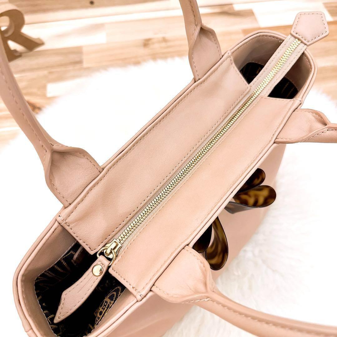 【ヴィヴィアンウエストウッド】べっ甲リボン ミニトートバッグ ピンク×ベージュ【HFby6PR】レディース・バッグ・春夏・秋冬【31W6】_画像7