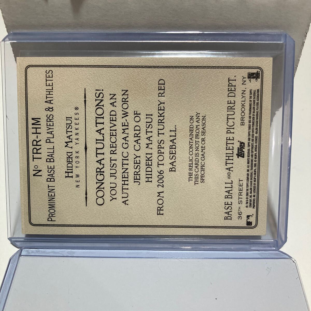 2006 TOPPS MLB 松井秀喜 実使用 ジャージカード ヤンキース 2006 TOPPS MLB 松井秀喜 実使用 ジャージカード ヤンキース