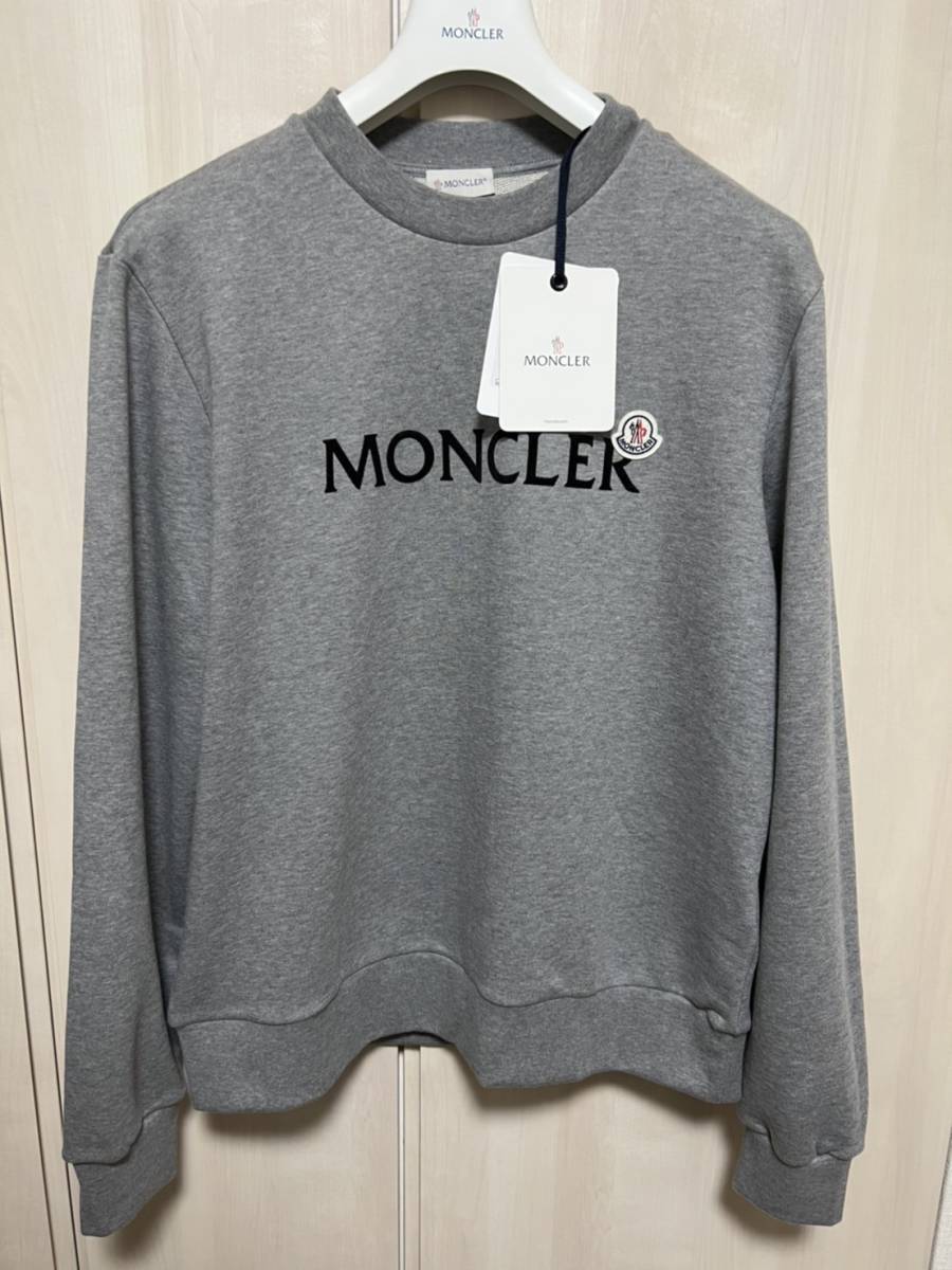 XLサイズ【未使用】MONCLER レタリングロゴ スウェット　グレー色　Grey　トレーナー 本物保証　◆定価９萬円◆