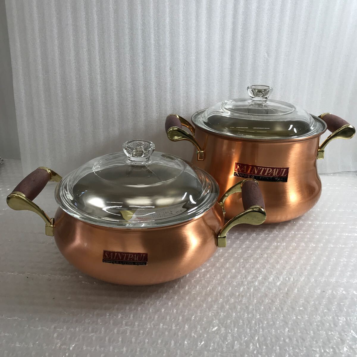 セントポール 両手鍋 鍋 銅製 銅鍋 料理 調理器具 ガラス蓋 2点 セントポール 両手鍋 鍋 銅製 銅鍋 料理 調理器具 ガラス蓋 2点