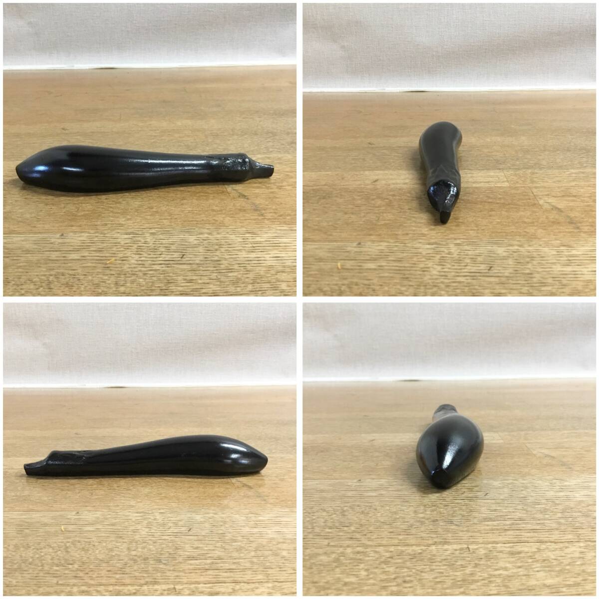 高橋敬典作 文鎮 茄子 長さ17cm 木箱入り 共箱 鋳物 鉄製品 人間 高橋敬典作 文鎮 茄子 長さ17cm 木箱入り 共箱 鋳物 鉄製品 人間
