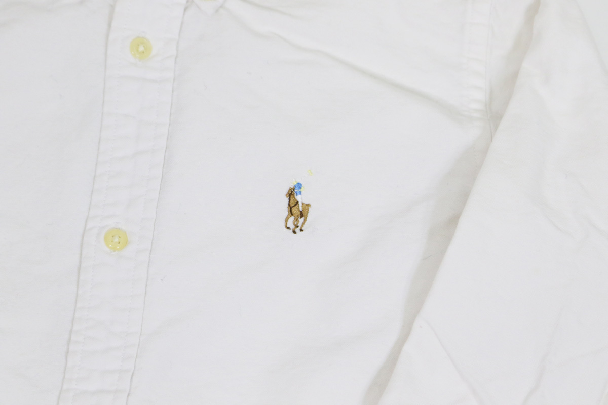 古著 k1083 7サイズ 子供 キッズ オックスフォード シャツ 白 polo ralph lauren ポロ ラルフ ローレン 