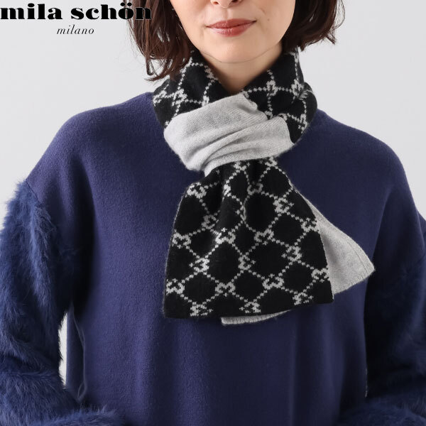 送料185円□pf237□▽ミラ・ショーン カシミヤ100% ジャガード