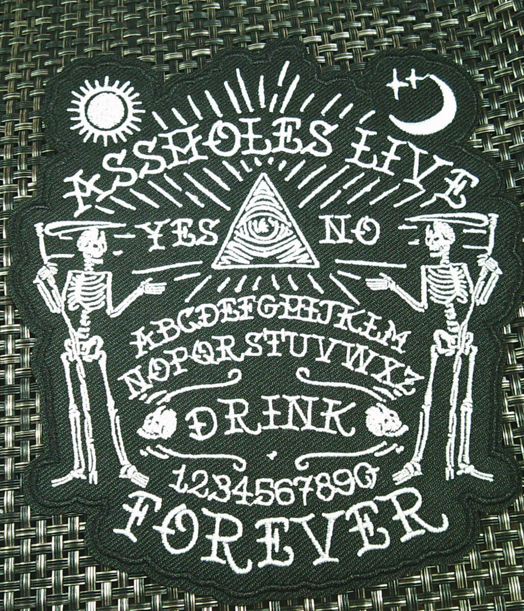 《大型■髑髏門番US真実の目》二輪■ASSHOLES LIVE　FOREVER　大鎌　ドクロ◎新品 『髑髏 FOR EVER』刺繍ワッペン■オートバイ バイク 単車