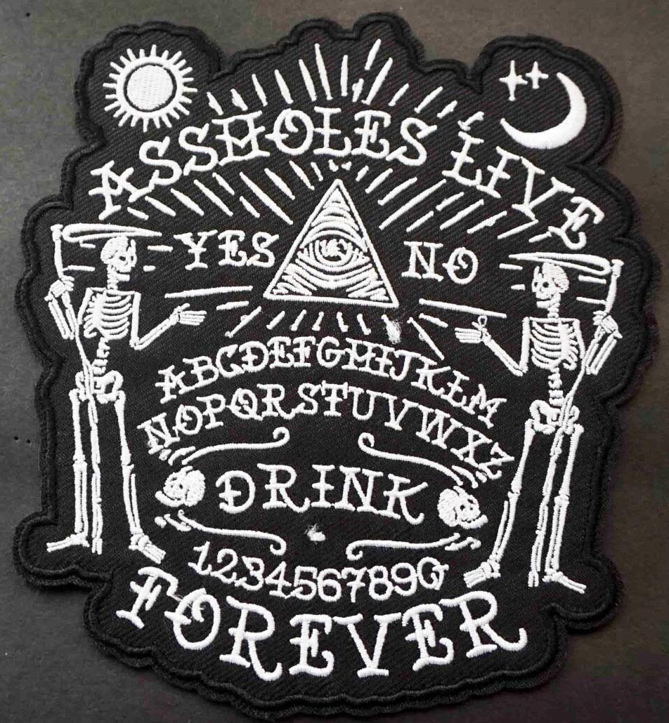 《大型■髑髏門番US真実の目》二輪■ASSHOLES LIVE　FOREVER　大鎌　ドクロ◎新品 『髑髏 FOR EVER』刺繍ワッペン■オートバイ バイク 単車