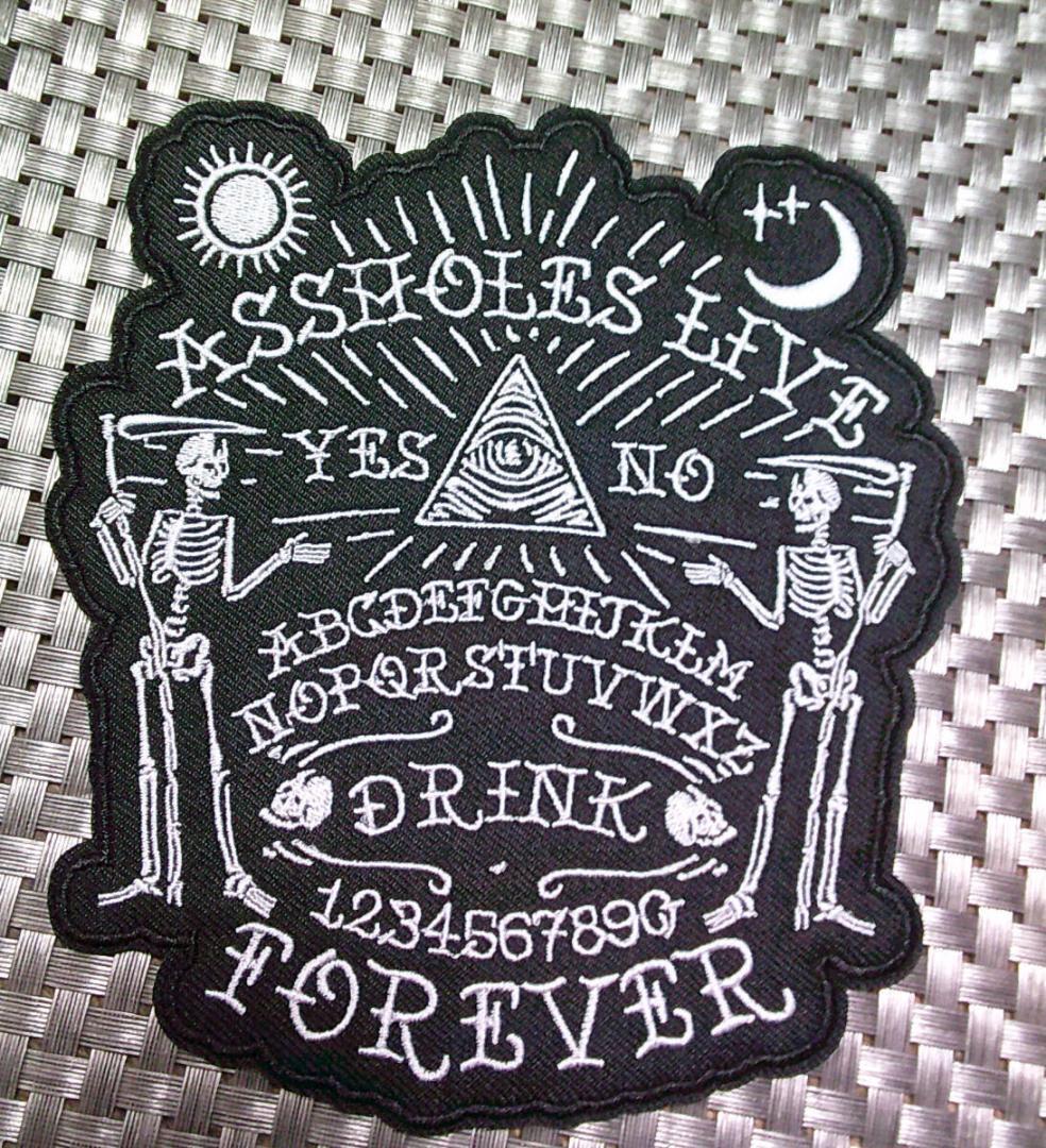 《大型■髑髏門番US真実の目》二輪■ASSHOLES LIVE　FOREVER　大鎌　ドクロ◎新品 『髑髏 FOR EVER』刺繍ワッペン■オートバイ バイク 単車