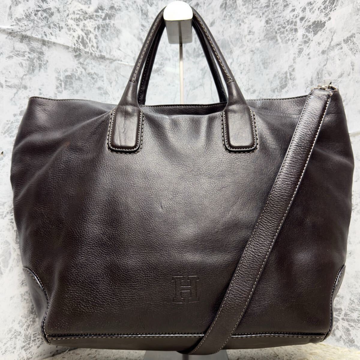 完売品】 HIROFU ヒロフ デュオ 2way Hロゴ型押し トート 完売品】 HIROFU ヒロフ デュオ 2way Hロゴ型押し トート