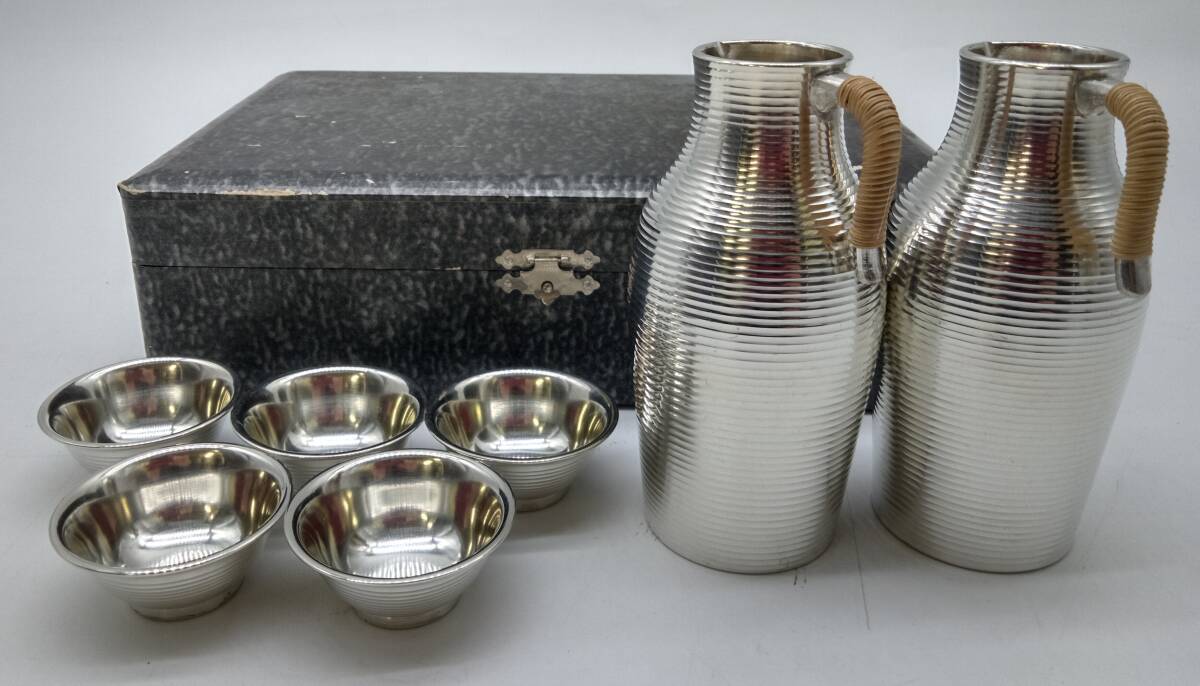 ☆南錫 錫半 徳利 御猪口 錫製 酒器セット 7点セット 専用ケース ☆南錫 錫半 徳利 御猪口 錫製 酒器セット 7点セット 専用ケース