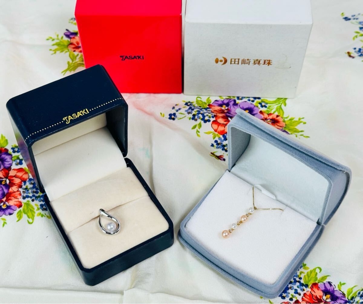 タサキ パール4P ダイヤモンド 0.02ct ペンダント ネックレス タサキ パール4P ダイヤモンド 0.02ct ペンダント ネックレス