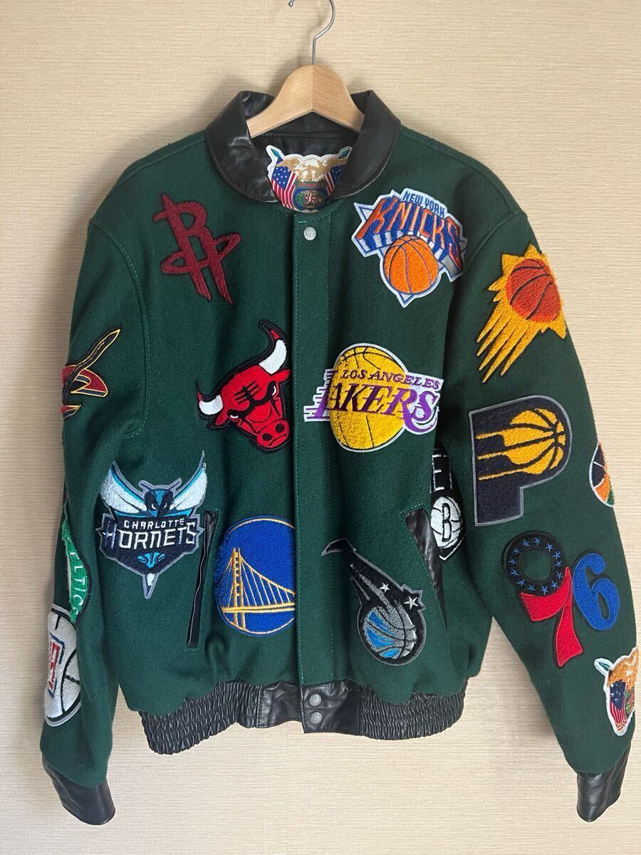 JEFF HAMILTON NBA COLLAGE WOOL & LEATHER JACKET ジェフハミルトン growaround_画像1