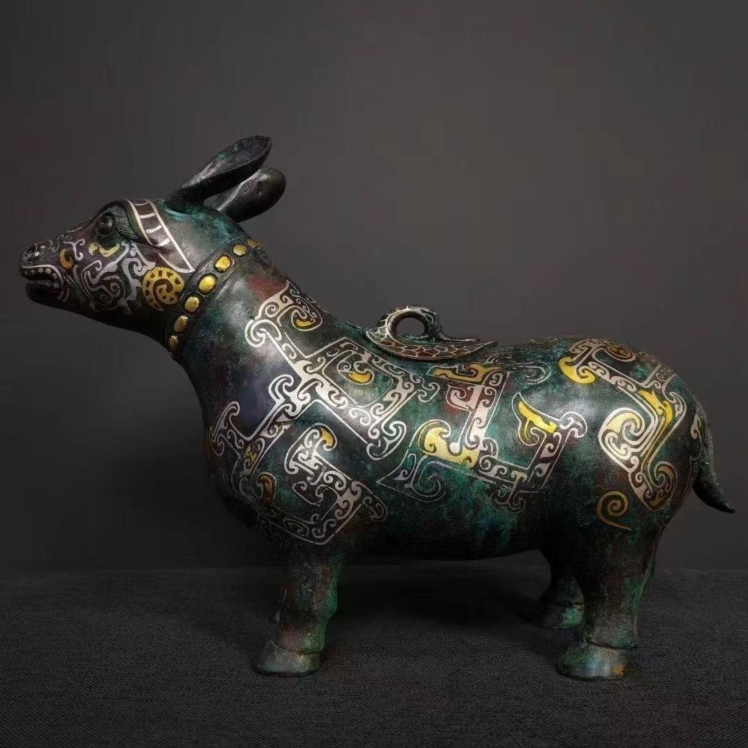 J1121 旧家収蔵 【西周青銅器錯金銀栖尊】 置物 HZS(銅製)|売買 J1121 旧家収蔵 【西周青銅器錯金銀栖尊】 置物 HZS(銅製)|売買