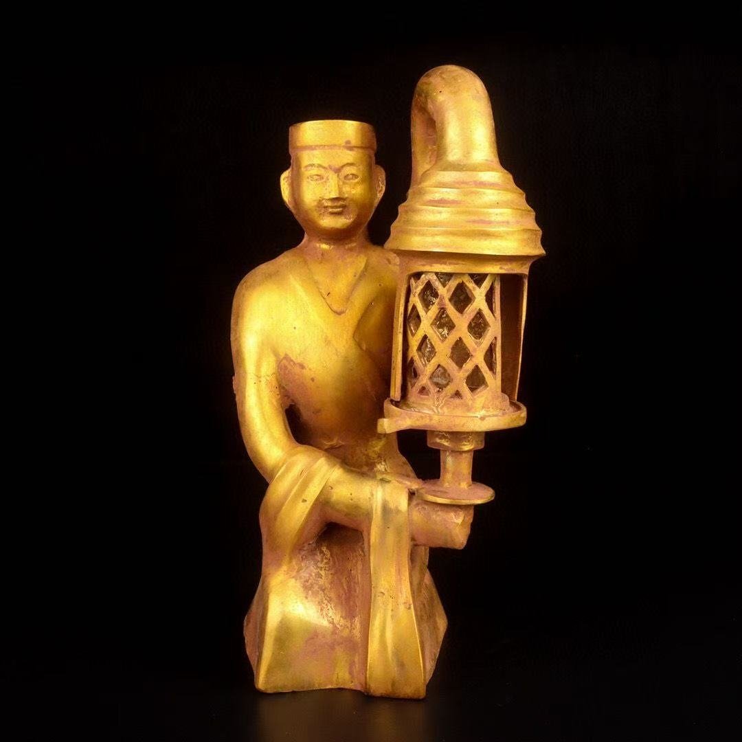 J1209 旧家収蔵 【青銅器金宮灯】 置物 QSD(銅製)|売買された J1209 旧家収蔵 【青銅器金宮灯】 置物 QSD(銅製)|売買された