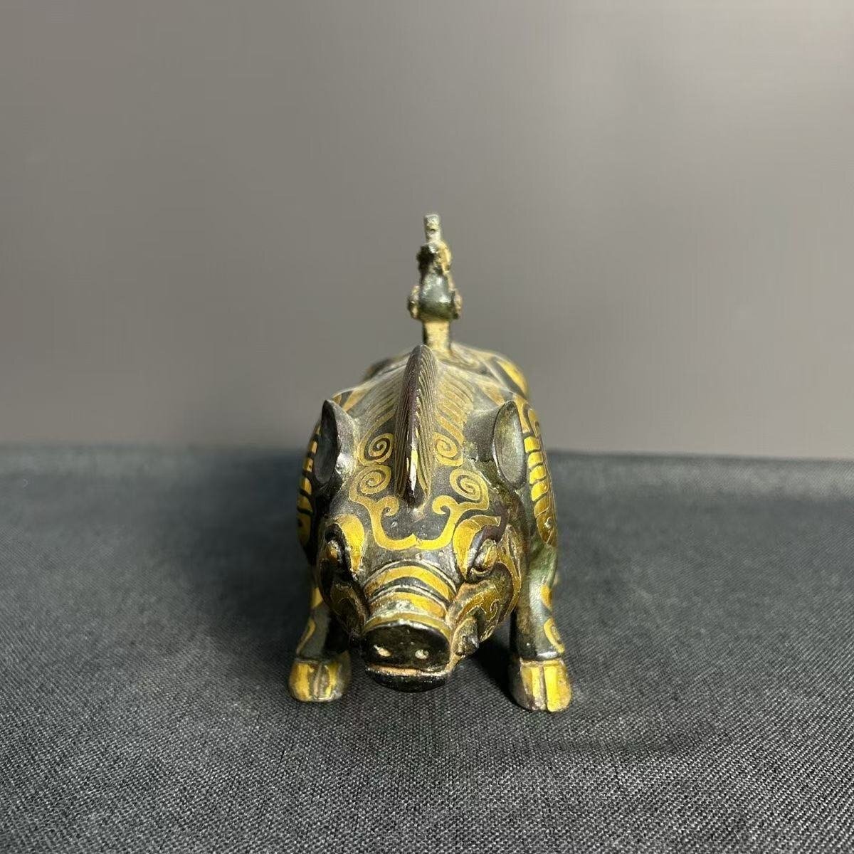 J1236 旧家収蔵 【青銅器錯金豚】 置物 PHD(銅製)|売買された J1236 旧家収蔵 【青銅器錯金豚】 置物 PHD(銅製)|売買された