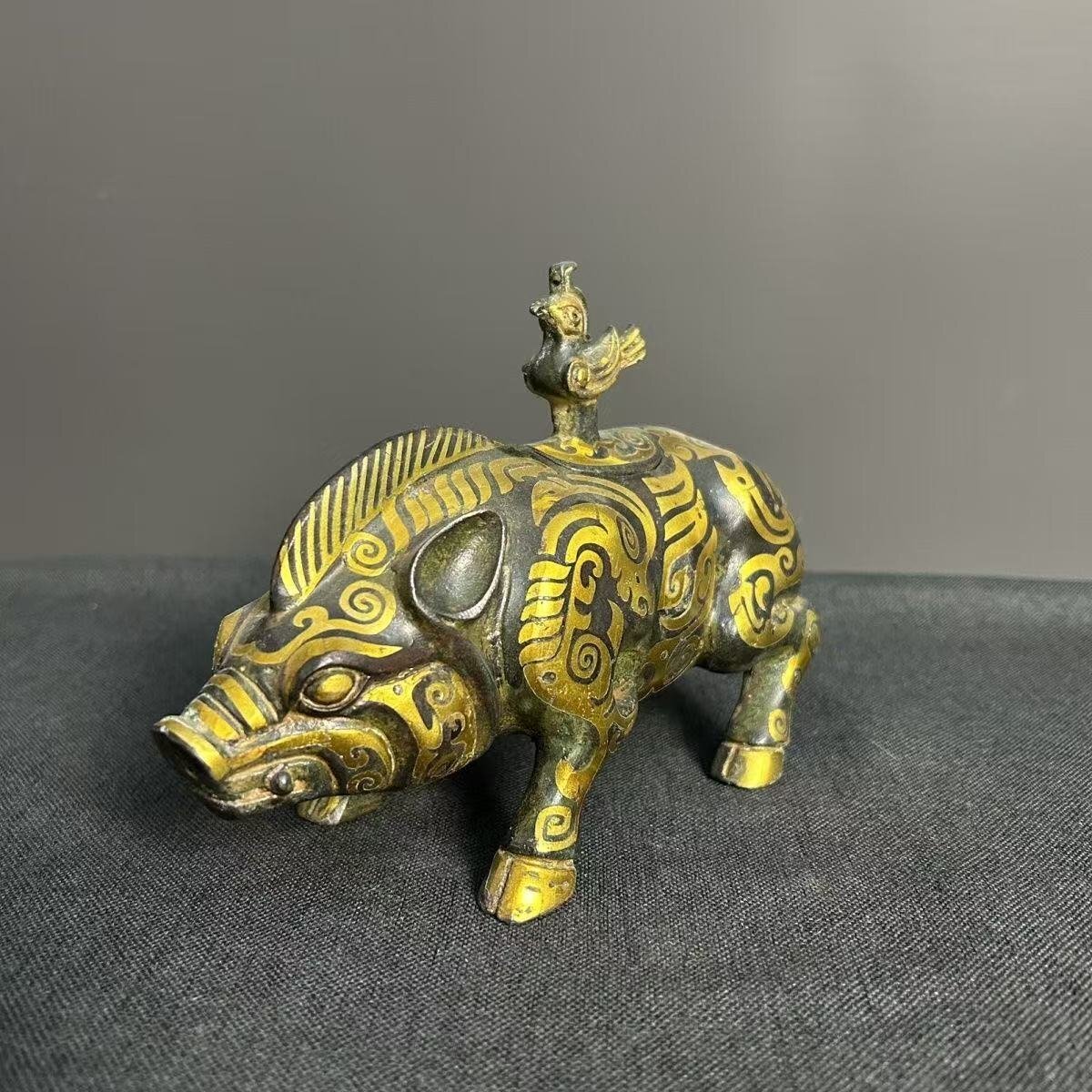 J1236 旧家収蔵 【青銅器錯金豚】 置物 PHD(銅製)|売買された J1236 旧家収蔵 【青銅器錯金豚】 置物 PHD(銅製)|売買された