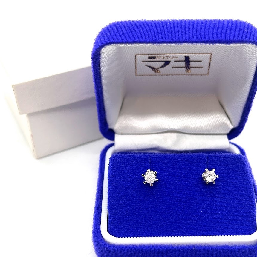 K-13】Pt 0.24 Pt850刻印 プラチナ ダイヤモンド ピアス K-13】Pt 0.24 Pt850刻印 プラチナ ダイヤモンド ピアス