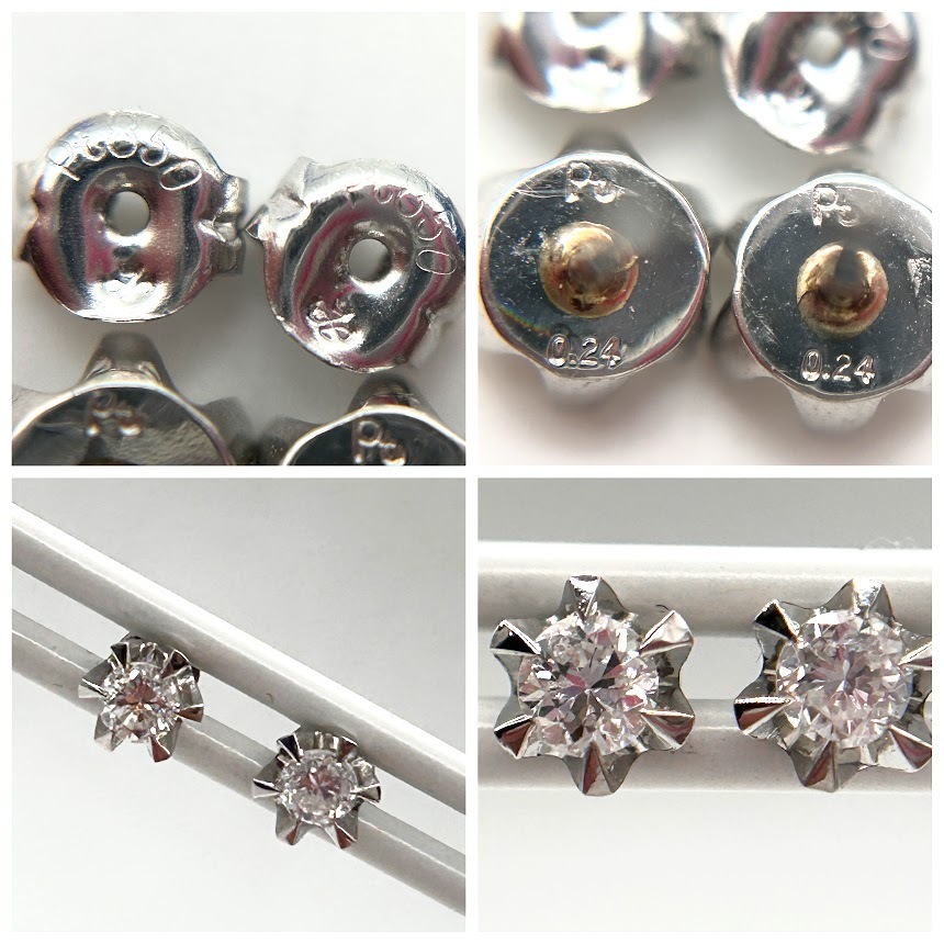 K-13】Pt 0.24 Pt850刻印 プラチナ ダイヤモンド ピアス K-13】Pt 0.24 Pt850刻印 プラチナ ダイヤモンド ピアス