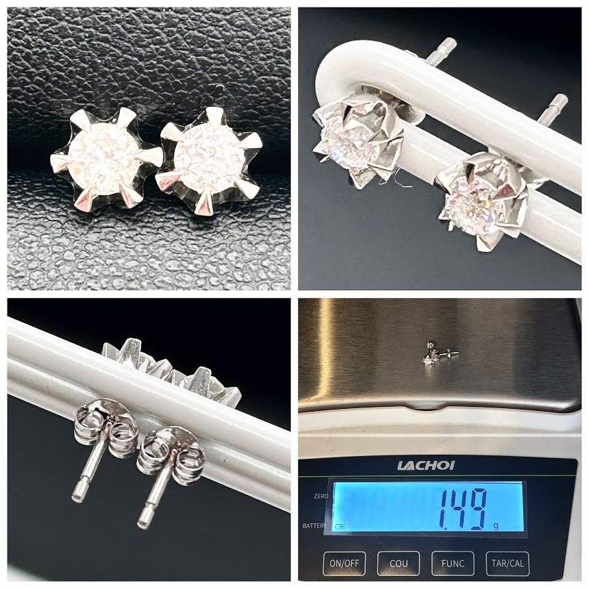 K-13】Pt 0.24 Pt850刻印 プラチナ ダイヤモンド ピアス K-13】Pt 0.24 Pt850刻印 プラチナ ダイヤモンド ピアス