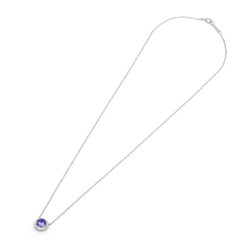 ティファニー ソレストペンダント Pt950 タンザナイト ダイヤモンド ソレストネックレス パヴェダイヤ プラチナ 地金約4g 中古 送料無料_画像3