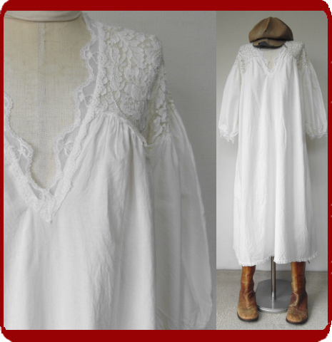 古着♪レトロ・Vintage白レースワンピースネグリジェ♪70s60s70 古着♪レトロ・Vintage白レースワンピースネグリジェ♪70s60s70