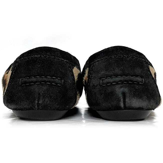 ルイ ヴィトン フラットシューズ ec-22895 ブラック レオパード 23.0cm 美品 ハラコ スエード 中古