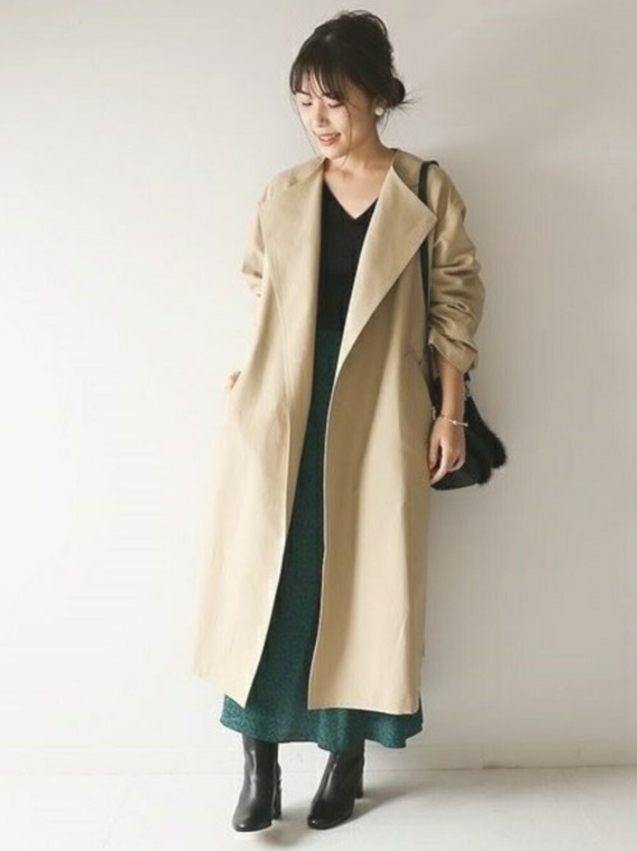 美品 Spick & Span ノーカラーダブルクロストレンチコート 定価 美品 Spick & Span ノーカラーダブルクロストレンチコート 定価