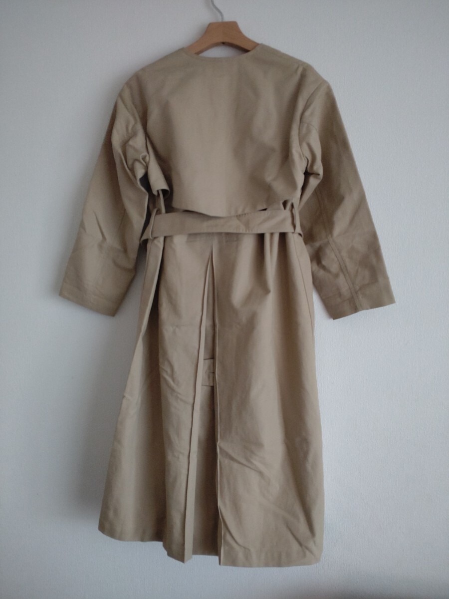 美品 Spick & Span ノーカラーダブルクロストレンチコート 定価 美品 Spick & Span ノーカラーダブルクロストレンチコート 定価