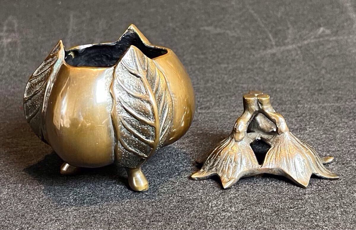 蝋型鋳物師 須賀月芳 造 “三茄子” 香炉 共箱 茶道具 高岡銅器 福 蝋型鋳物師 須賀月芳 造 “三茄子” 香炉 共箱 茶道具 高岡銅器 福