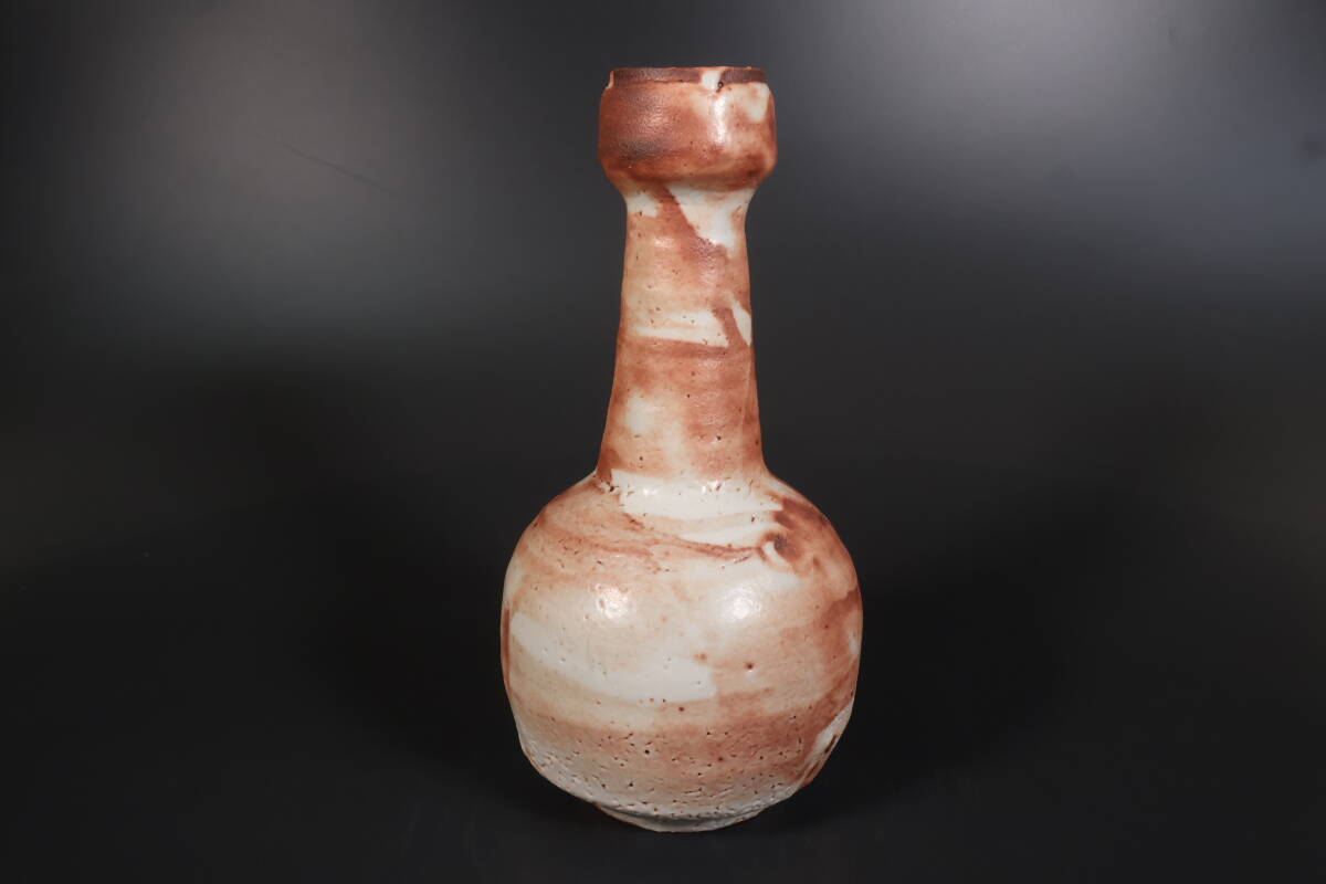 五】人間国宝 加藤卓男 『鼠志野花生』 陶歴付 共箱