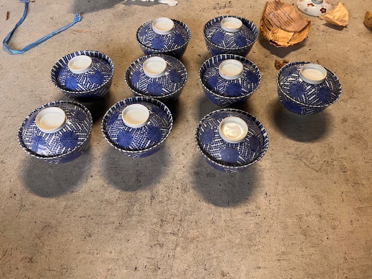 茶碗 蓋物 染付 骨董 蓋茶碗 食器 明治—大正期 中国古玩(染付 茶碗 蓋物 染付 骨董 蓋茶碗 食器 明治—大正期 中国古玩(染付