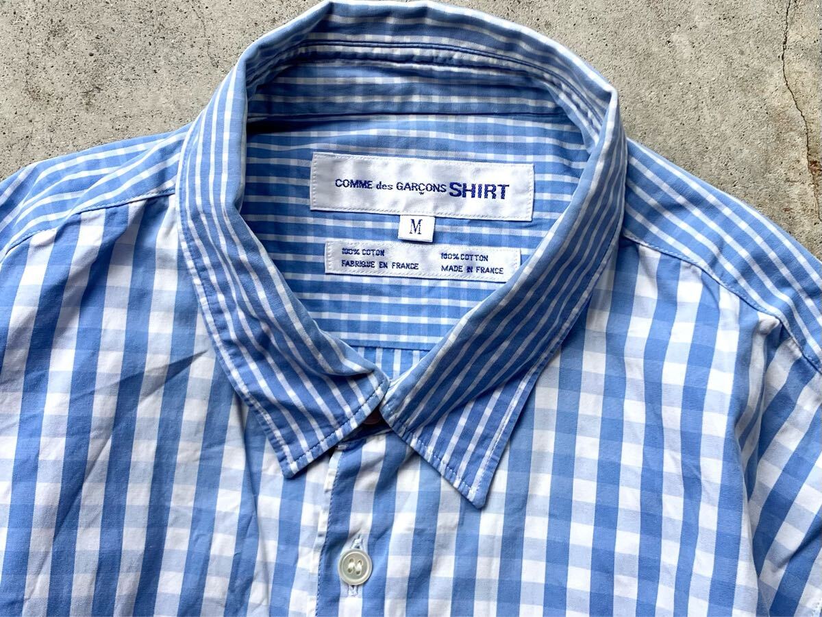 フランス制 COMME des GARCONS SHIRT 長(zhǎng)袖シャツ M コムデギャルソン メンズ ギンガムチェック ストライプ
