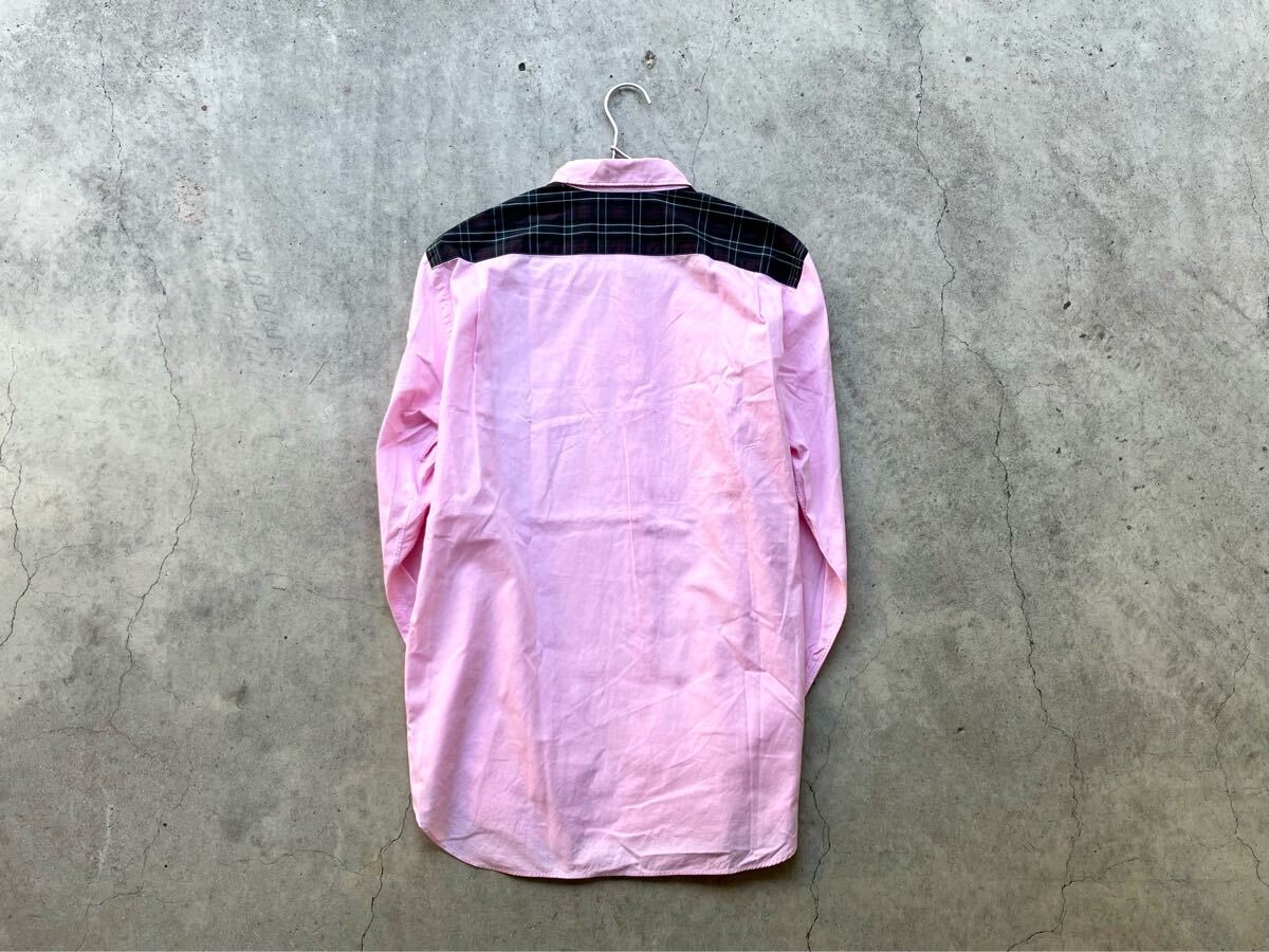 美品 AD2008 COMME des GARCONS HOMME 長(zhǎng)袖シャツ S コムデギャルソン メンズ ピンク パッチワーク オックスフォードシャツ