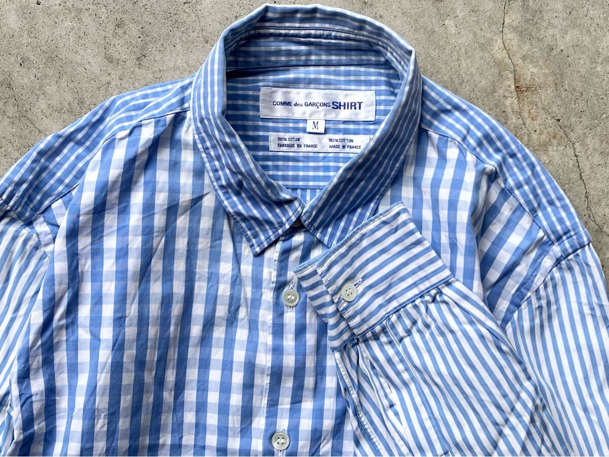 フランス制 COMME des GARCONS SHIRT 長(zhǎng)袖シャツ M コムデギャルソン メンズ ギンガムチェック ストライプ