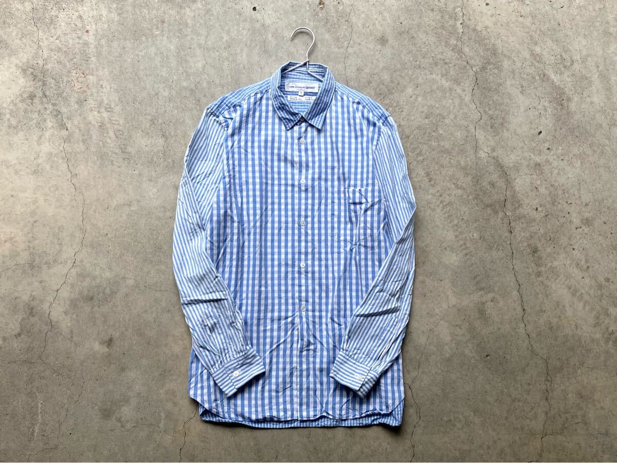 フランス制 COMME des GARCONS SHIRT 長(zhǎng)袖シャツ M コムデギャルソン メンズ ギンガムチェック ストライプ