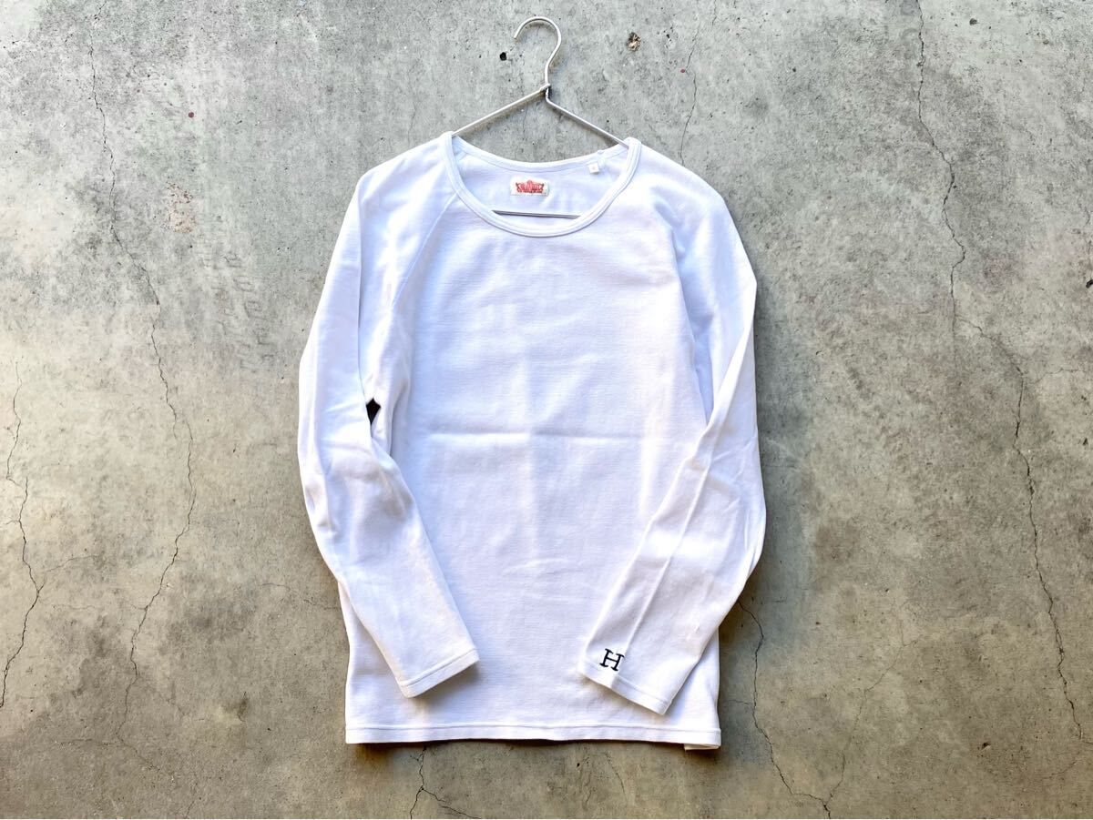 ハリウッドランチマーケット ストレッチフライス カットソー 4/XL メンズ 長袖 Tシャツ 刺繍 白 ホワイト