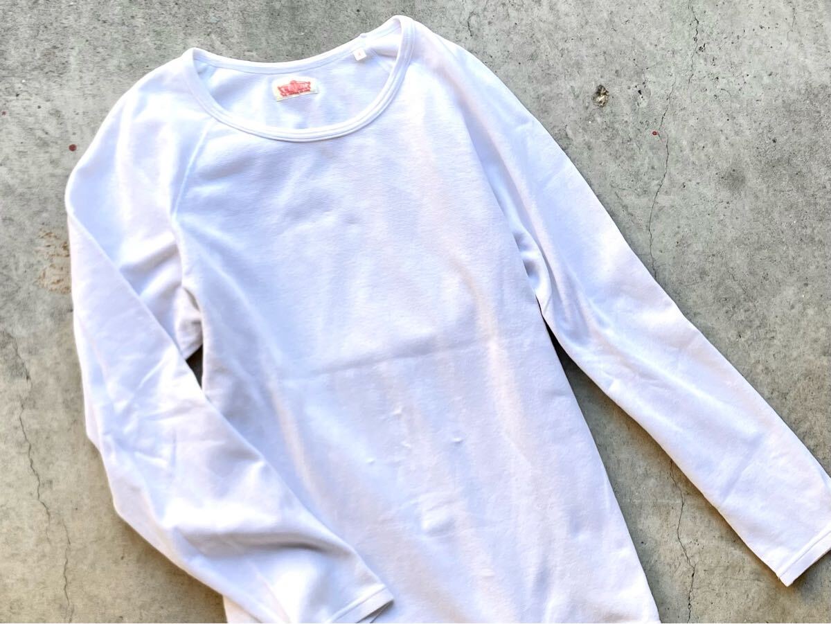ハリウッドランチマーケット ストレッチフライス カットソー 4/XL メンズ 長袖 Tシャツ 刺繍 白 ホワイト
