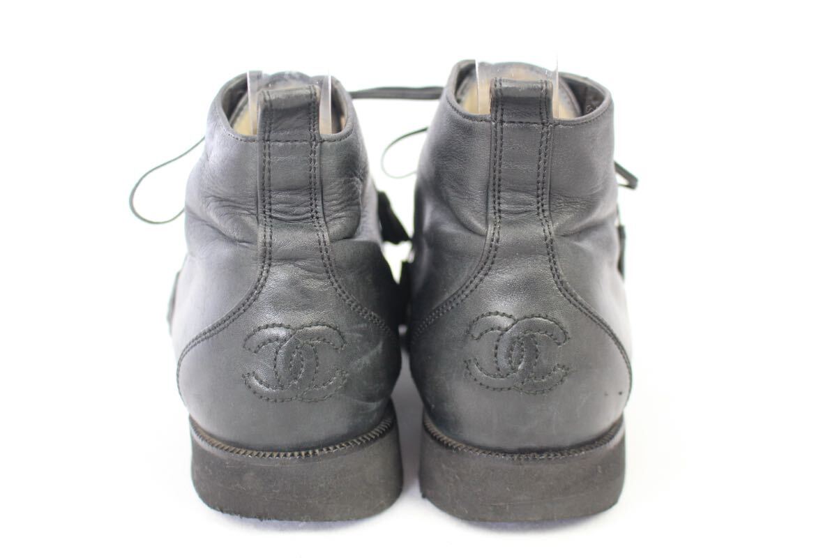 希少 CHANEL シャネル ヴィンテージ 本革レザーブーツ ブラック 希少 CHANEL シャネル ヴィンテージ 本革レザーブーツ ブラック