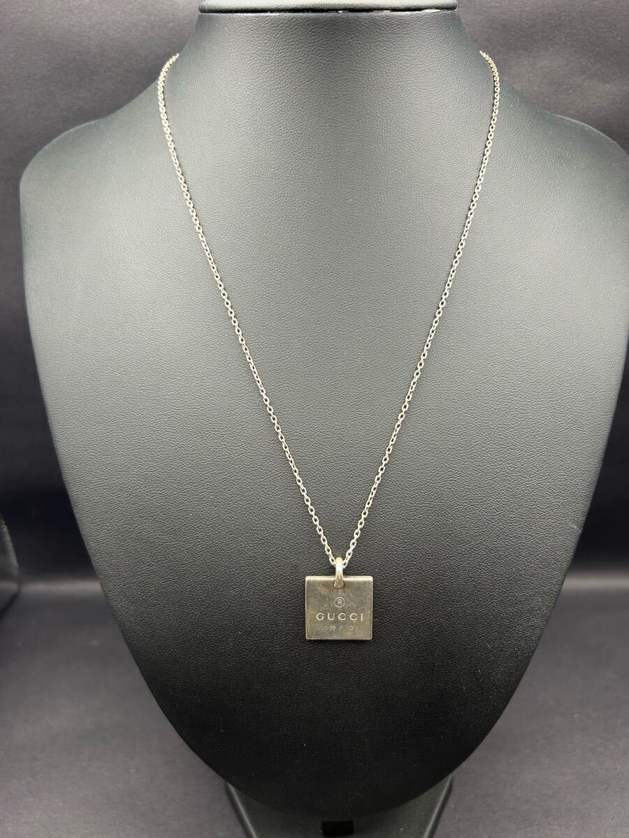 ☆1円スタート GUCCI グッチ SV925 スクエアプレートネックレス ☆1円スタート GUCCI グッチ SV925 スクエアプレートネックレス
